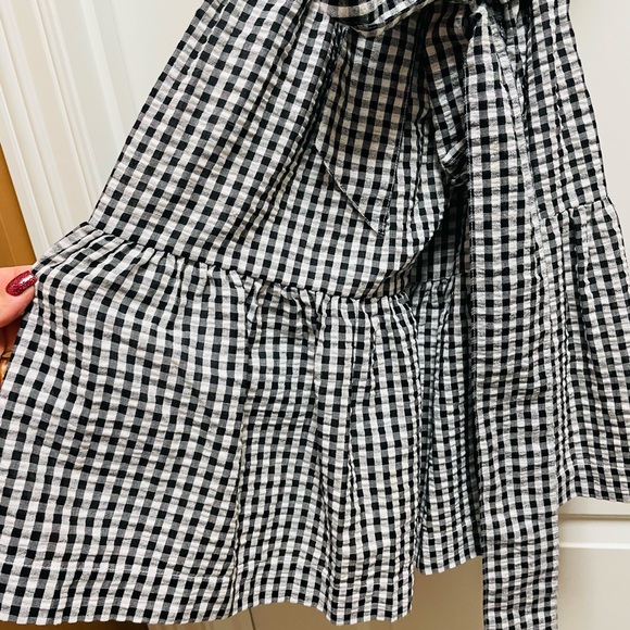 Vineyard Vines Sz 2 Black & White Gingham One Shoulder Dress Tie Back CUTE! - Picture 6 of 9